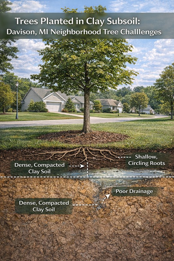 Clay subsoil is a challenge for neighborhood trees. | David Evans, Owen Tree and Lawn Care